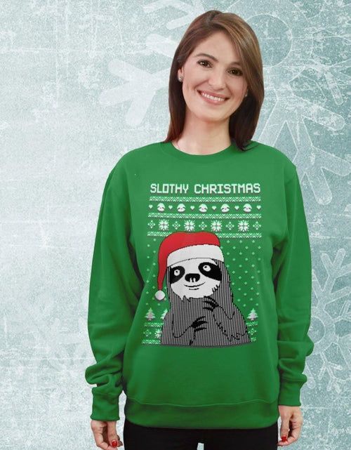 Load image into Gallery viewer, Slothy Christmas Ugly Christmas Sweater Sloth Women Sweatshirt
