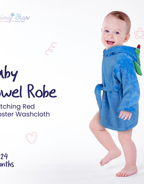 Load image into Gallery viewer, Baby Boy Robe - Soft Plush Bath Towel Robe Spa Set - Baby Bathrobe Towel &amp; Baby Washcloth for Boys - Baby Robe Set 12 - 24 Months (Monster)
