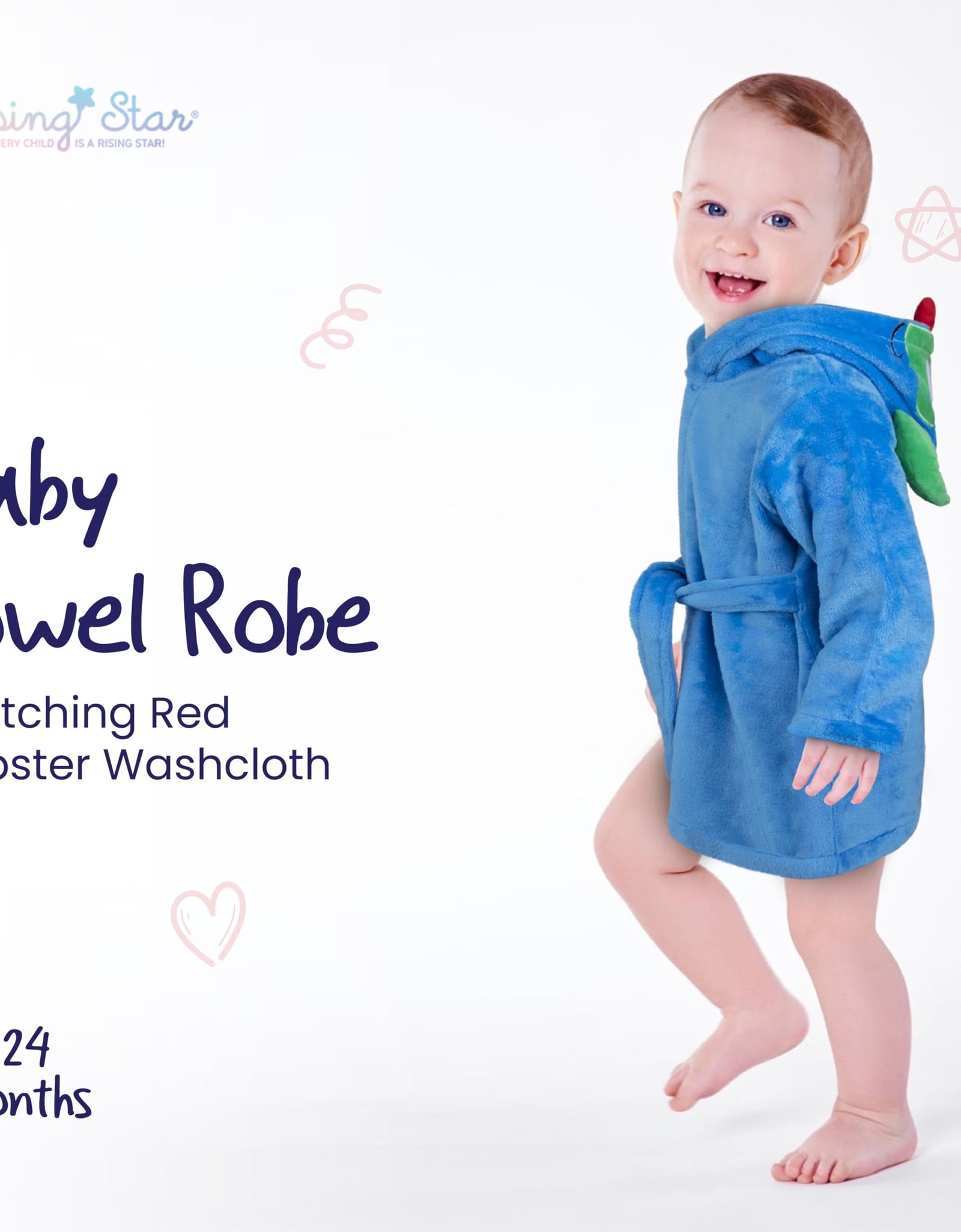 Baby Boy Robe - Soft Plush Bath Towel Robe Spa Set - Baby Bathrobe Towel & Baby Washcloth for Boys - Baby Robe Set 12 - 24 Months (Monster)