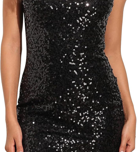 Women'S Sequin Cocktail Dress V Neck Bodycon Glitter Party Dress