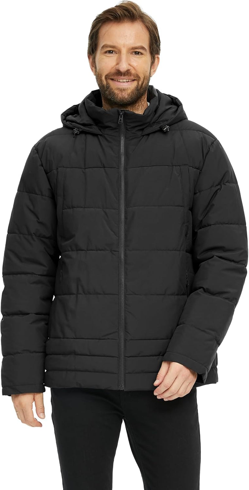 Men'S Thicken Puffer Jacket Padded Waterproof Warm Winter Coat with Hood