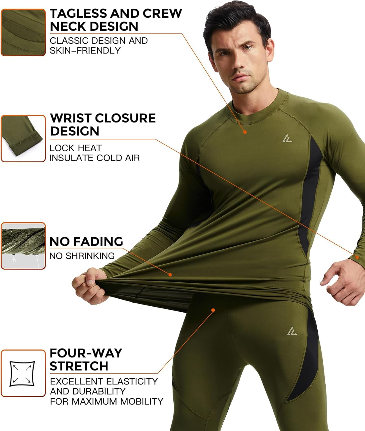 Thermal Underwear Set Winter Hunting Gear Sport Long Johns Base Layer Bottom Top Midweight