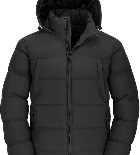 Men'S Thicken Puffer Jacket Padded Waterproof Warm Winter Coat with Hood