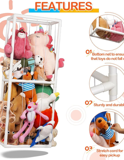 Load image into Gallery viewer, Stuffed Animal Storage Holder, Toy Organizer, PVC Plush Storage Organizer Shelf for Kids Play Room, White
