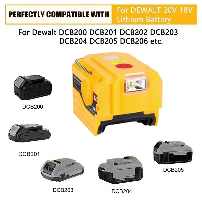 PowerPro Dewalt Battery Inverter – 18V-20V DC to 120V/220V AC with Dual USB, Ultimate Outdoor Power Adapter