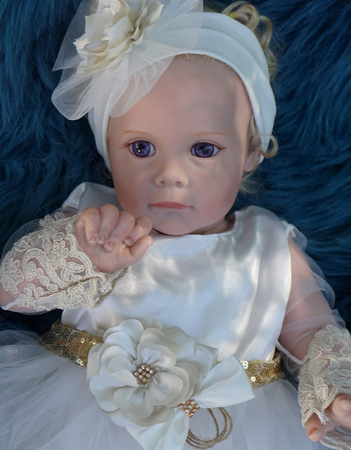 Load image into Gallery viewer, Newborn Baby Girl Lace Dress Set, 4Pc Outfit for Special Occassions
