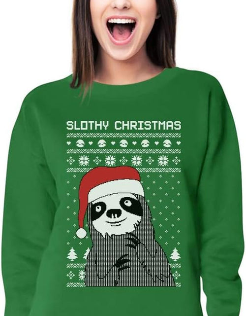 Load image into Gallery viewer, Slothy Christmas Ugly Christmas Sweater Sloth Women Sweatshirt

