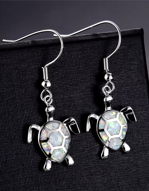 Load image into Gallery viewer, Fashion Women Earrings 2025 Fashion Blue Imitation Opal Drop Earrings Cute Turtle Animal Earrings Female Wedding Jewelry Gift
