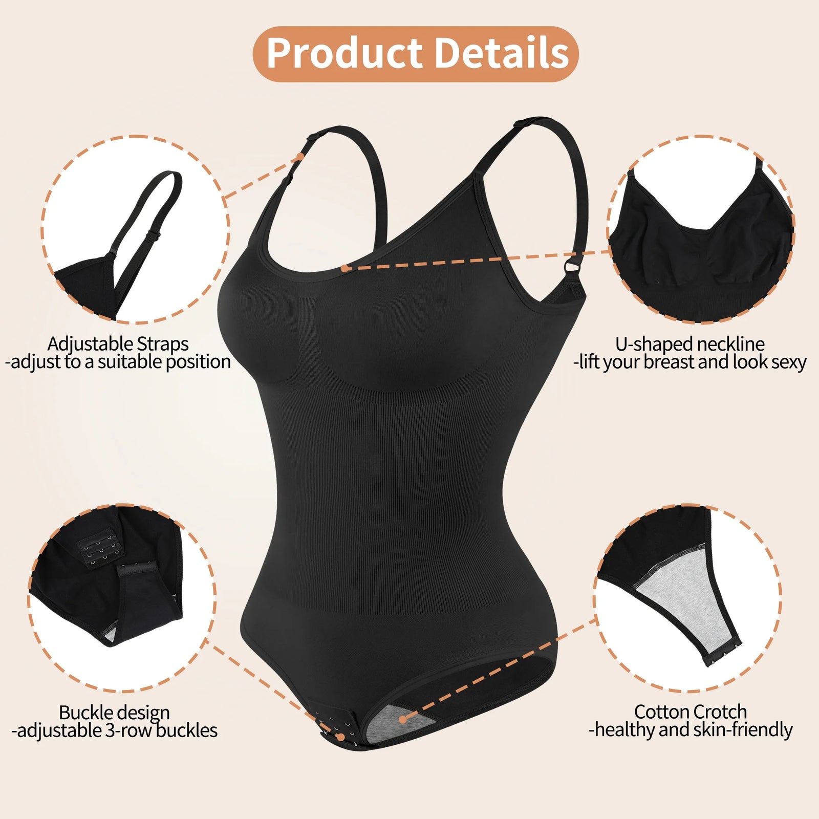 Shapewear Bodysuit for Women Tummy Control Body Shaper Snatched High Waist Body Suit