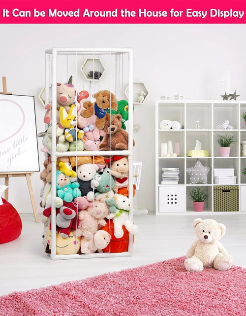 Load image into Gallery viewer, Stuffed Animal Storage Holder, Toy Organizer, PVC Plush Storage Organizer Shelf for Kids Play Room, White
