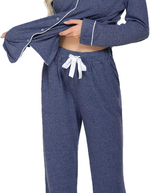 Load image into Gallery viewer, Women'S Pajamas Long Sleeve Sleepwear Casual Button down Loungewear Soft Pjs Set S-XXL
