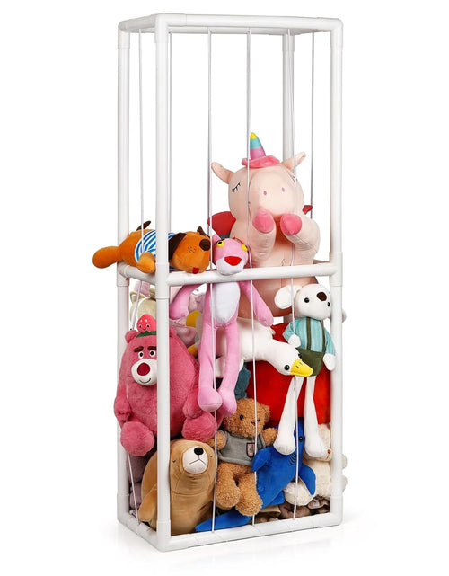 Load image into Gallery viewer, Stuffed Animal Storage Holder, Toy Organizer, PVC Plush Storage Organizer Shelf for Kids Play Room, White
