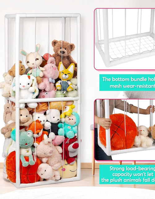 Load image into Gallery viewer, Stuffed Animal Storage Holder, Toy Organizer, PVC Plush Storage Organizer Shelf for Kids Play Room, White

