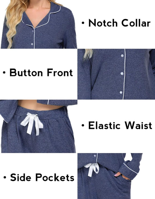 Load image into Gallery viewer, Women'S Pajamas Long Sleeve Sleepwear Casual Button down Loungewear Soft Pjs Set S-XXL
