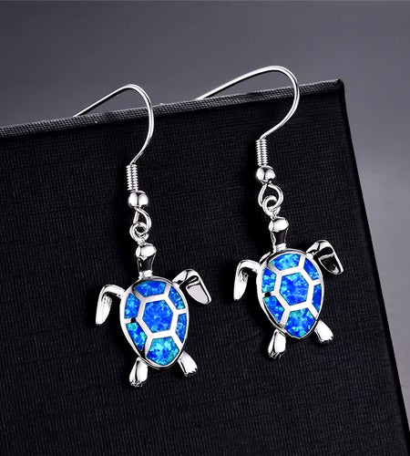 Fashion Women Earrings 2025 Fashion Blue Imitation Opal Drop Earrings Cute Turtle Animal Earrings Female Wedding Jewelry Gift