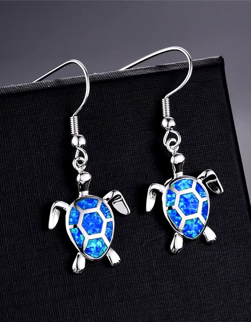 Load image into Gallery viewer, Fashion Women Earrings 2025 Fashion Blue Imitation Opal Drop Earrings Cute Turtle Animal Earrings Female Wedding Jewelry Gift
