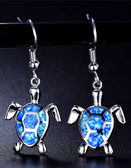 Load image into Gallery viewer, Fashion Women Earrings 2025 Fashion Blue Imitation Opal Drop Earrings Cute Turtle Animal Earrings Female Wedding Jewelry Gift
