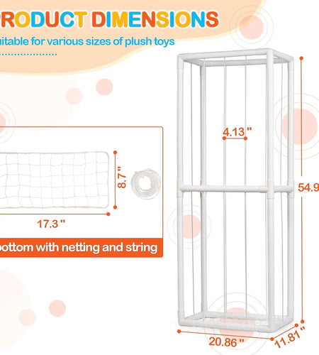 Stuffed Animal Storage Holder, Toy Organizer, PVC Plush Storage Organizer Shelf for Kids Play Room, White