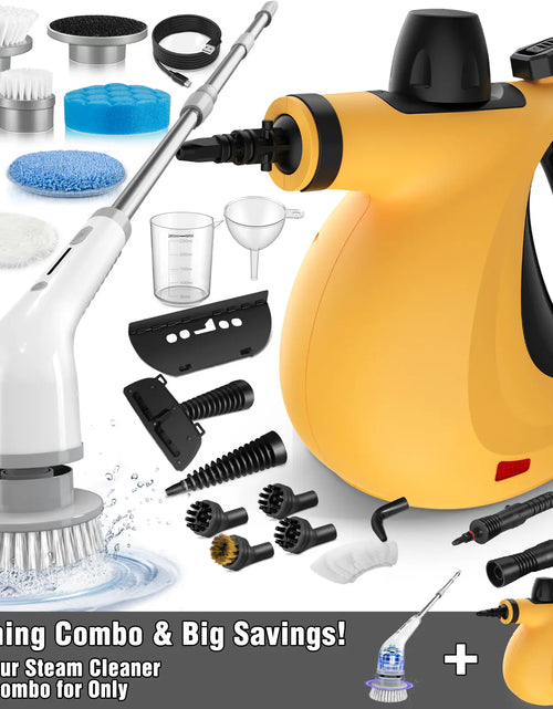 Load image into Gallery viewer, Pressurized Handheld Steam Cleaner &amp; Rechargeable Spin Scrubber
