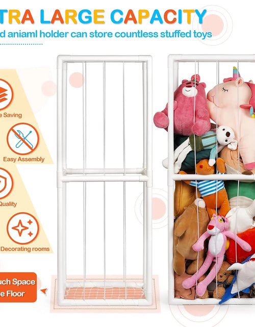 Load image into Gallery viewer, Stuffed Animal Storage Holder, Toy Organizer, PVC Plush Storage Organizer Shelf for Kids Play Room, White
