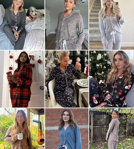 Women'S Pajamas Long Sleeve Sleepwear Casual Button down Loungewear Soft Pjs Set S-XXL